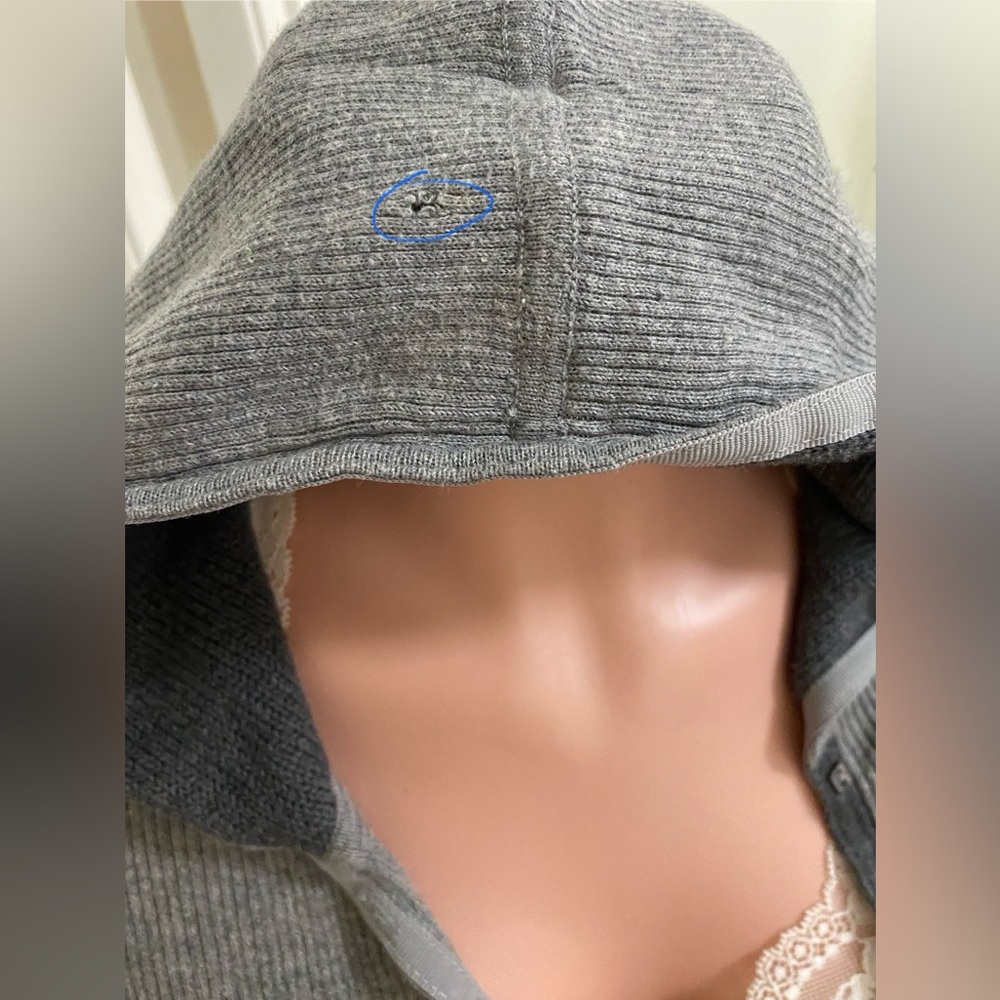 Vintage y2k Abercrombie grey button up ribbed hooded long sleeve top - Picture 15 of 15